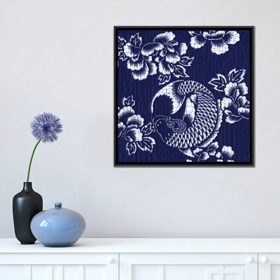 «Indigo Carp Katagami III», reproduction d'impression sur toile tendue