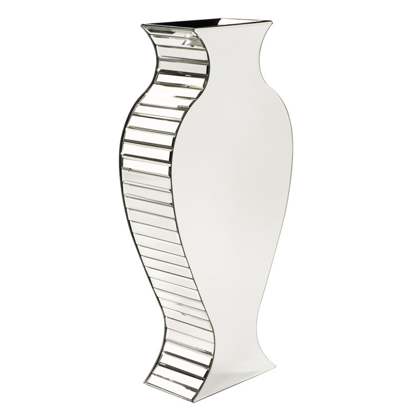 Grand vase biseauté à panneau en miroir, H 28 po x l 13 po x P 6 po
