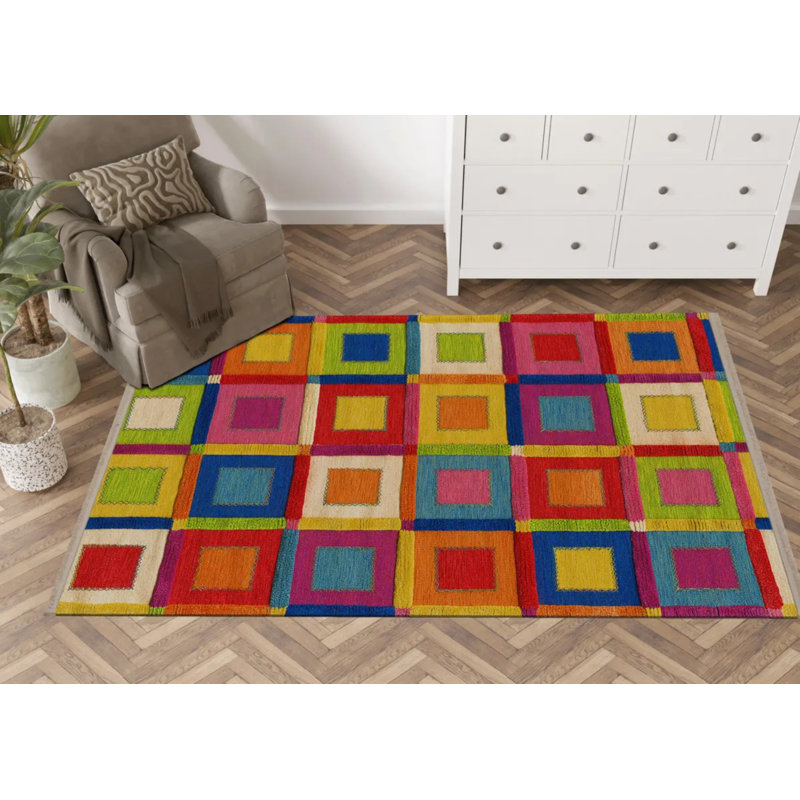 Kirpal Performance Washable Geometric Indoor / Outdoor Rug, Rectangle 4' x 6'7"