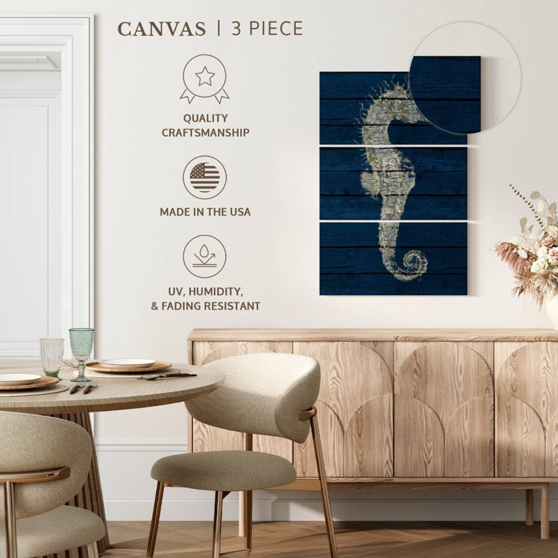 Brampt Antique Seahorse On Blue I