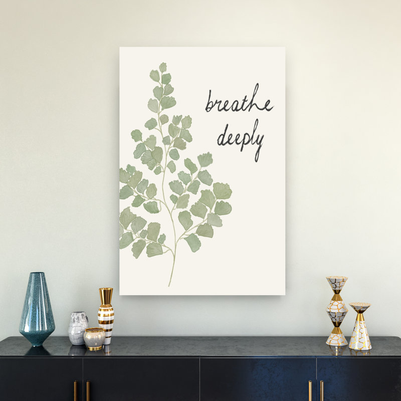 Breathe Deeply Green Fern Delicate Peaceful Tranquil Fern Nature Landscape Wall Art Print by Donaugh Austin - Wrapped Canvas Print