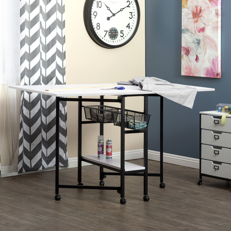 58.75"W x 36.5" D Foldable Craft Table with Wheels