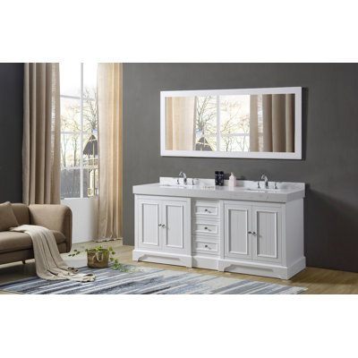 Binne 72 " W Freestanding Standard Free Standing 2 Double Vanity Bathroom Vanity With Cultured Marble Top