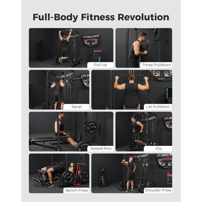 Mikolo F4 Power Rack, 1200 lb Capacity, Lat Pulldown And Cable System For Home Gym