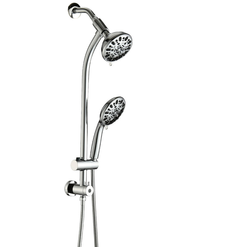 Douche de pluie 5 pouces et 7 jets avec glissière de 26 po, installation facile, angle réglable, buses, débit stable de 1,8 gal / min, commande manuelle