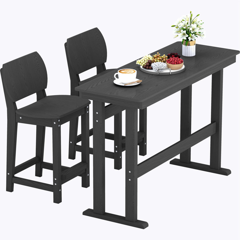 2-person Patio Bar Set Dining Table Poly Balcony Adirondack Bar Chair,HDPE Outdoor Patio Bar Set All Weather Dining Set, Poolside, Backyard, Garden  3 Piece