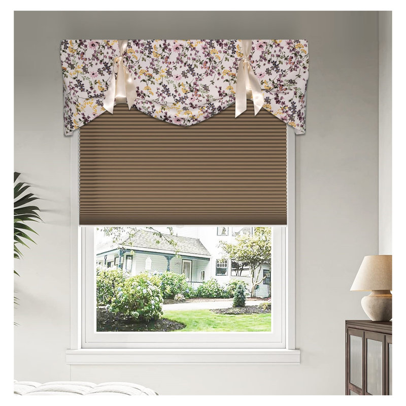 Floral Light Filtering Swag Valance Kit with Satin Ribbons