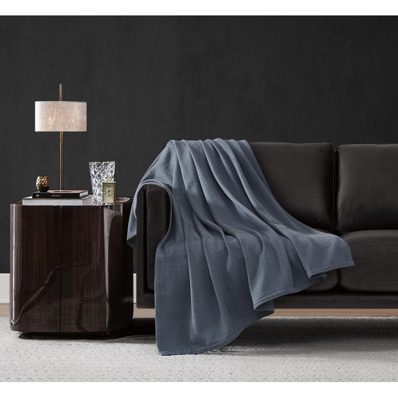 Jeté en coton Vince Camuto Classic 50 x 60, Bleu cendré