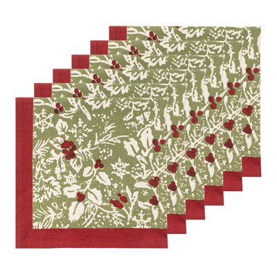 Liljan Baies de houx Napkins - Red & Green - 19" x 19"