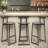 Set Of 3 Wooden Round Bar Stools With Backrest, Footrest And Metal Legs-554753848