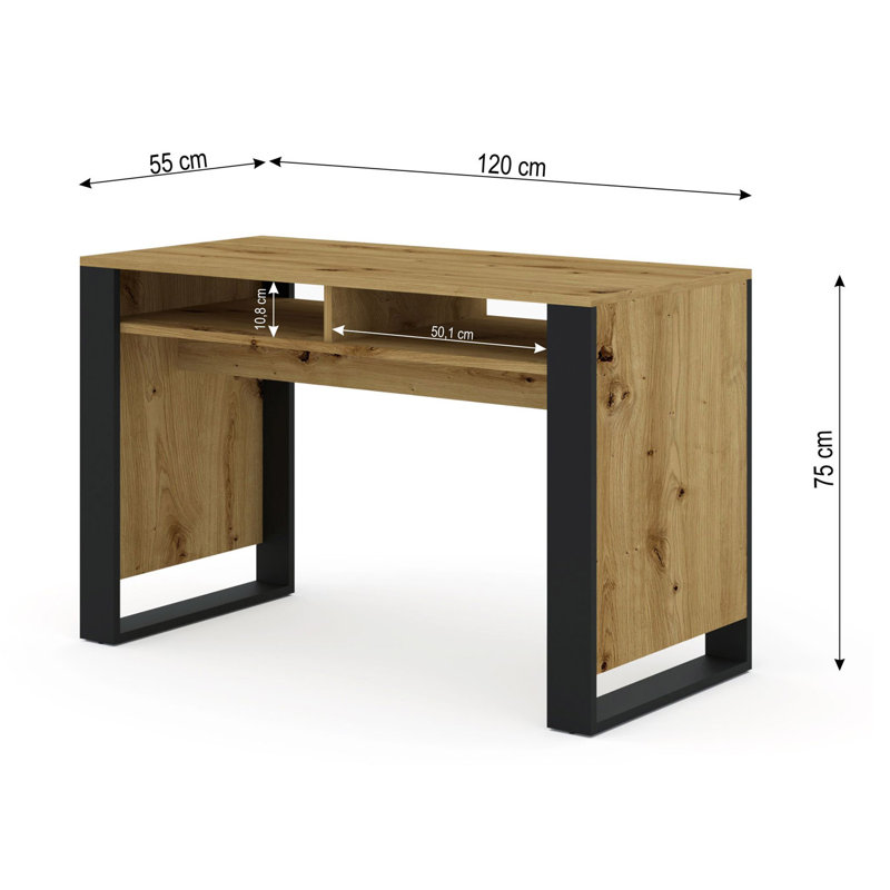 Nouran 120Cm W Rectangle Writing Desk, Beige/Black