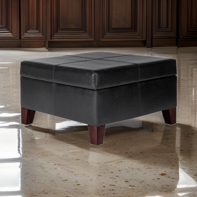 Banc / repose-pieds de rangement carré en cuir l 28 po Gallup