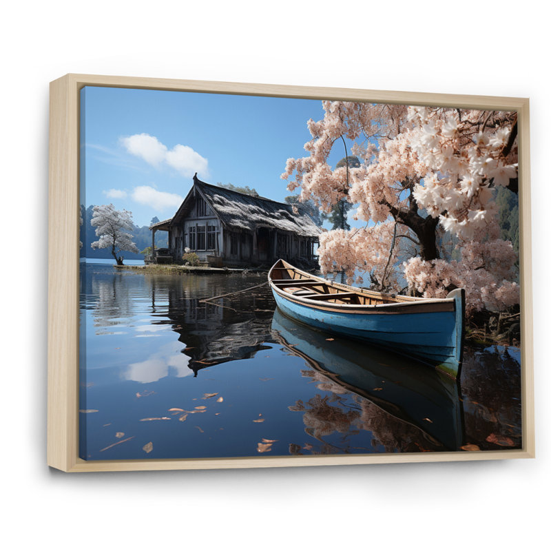 Lakehouse Lakeside Tranquillity - Lake House Cottage Canvas Wall Art, H 12 po x l 20 po x P 1 po, Cadre naturel flottant