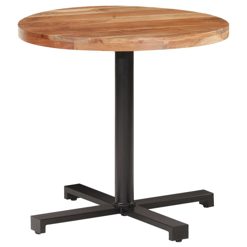 Cuthbert Acacia Round Solid Wood Top Metal Base Dining Table, 75cm H x 80cm L x 80cm W