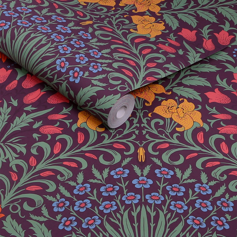 William Morris Garden Soft Wallpaper, Purple
