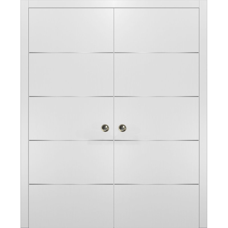 Portes coulissantes en bois massif Planum Flush, Satin blanc, 84 po x 84 po