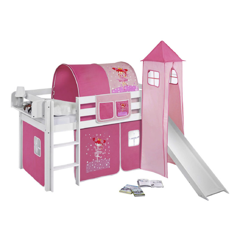 Zauberfee European Single Mid Sleeper Bed with Textil Set