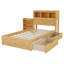Lit simple avec tiroirs, lit simple en bois avec tête de rangement et armoire de rangement escamotable, lit en bois avec lumière et douille, naturel-32170002-32170003