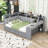 Full Wooden Daybed with Desk, Trundle, LED Light and USB Ports-1717735330