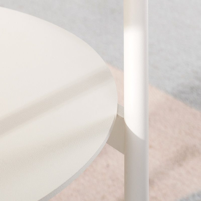 Aida Round End Table with Storage, Beige