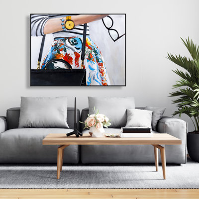 Fashionable Woman with Glasses  Framed Canvas Home Decor