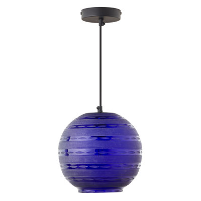 9.5"W Tara Modern Blue Blown Glass Globe Shade Pendant - Ebern Designs