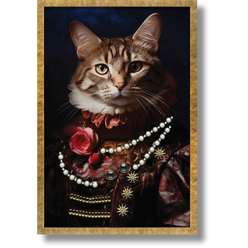 Art mural opulent Aristocat in Rose Finery - 17 po x 25 po - cadre doré
