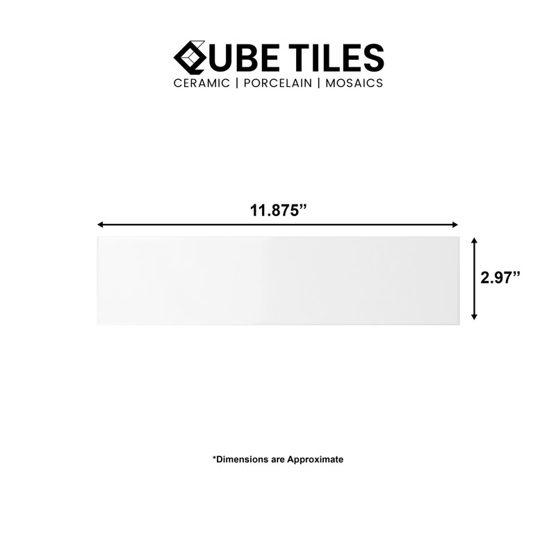 Carreau de mur de métro brillant 3 po x 12 po Shades, Blanc