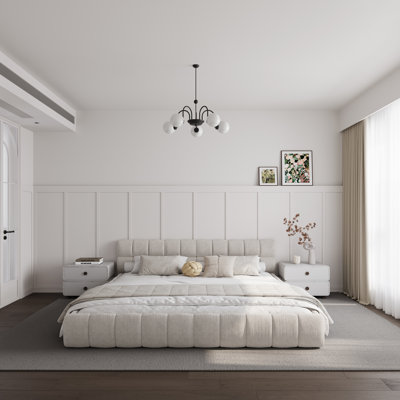 Chenille Upholstered Bed Frame With Headboard
