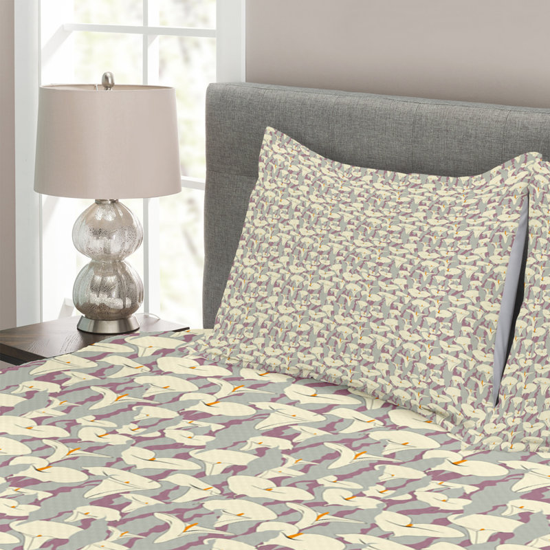 Adriatik Purple/Grey/Beige Microfibre Bedspread Set, 220 x 264 cm