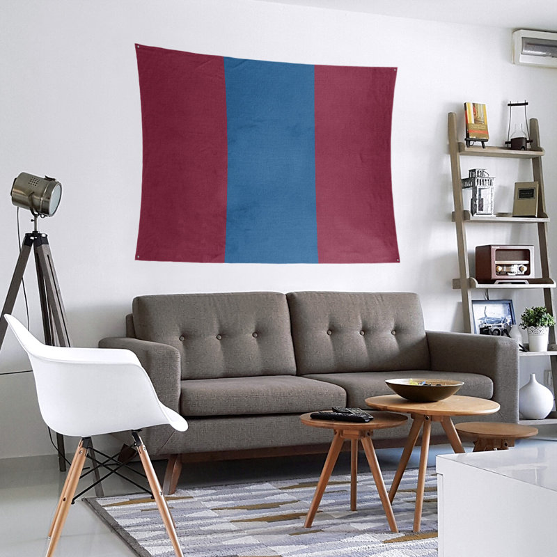 Colorado Polyester Tapestry, Burgundy/Blue/Burgundy, 88" H x 104" W