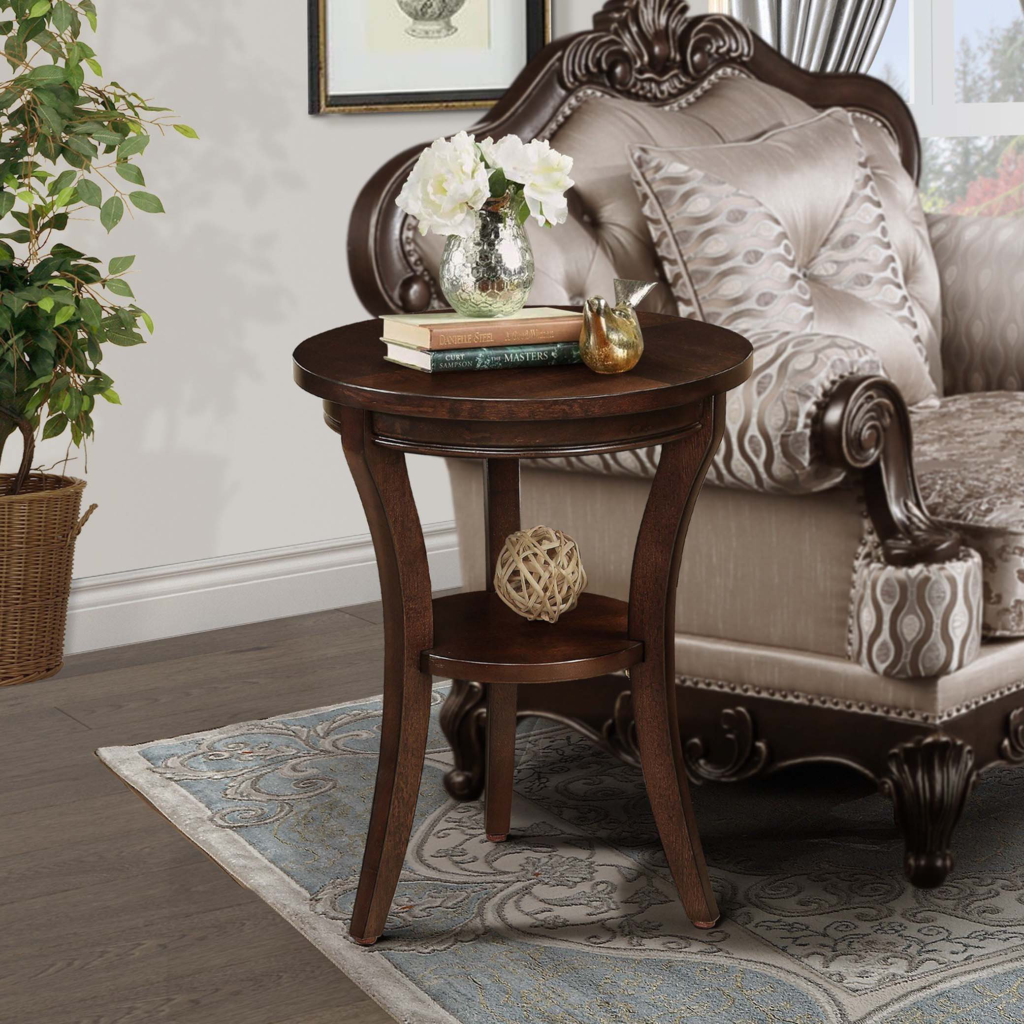 Lark Manor Round End Table, Side Table with Open Shelf, Small Sofa Side ...