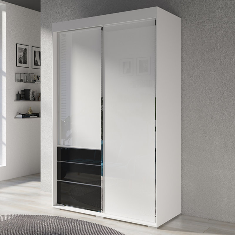 Alies 55" Armoire, White/Black