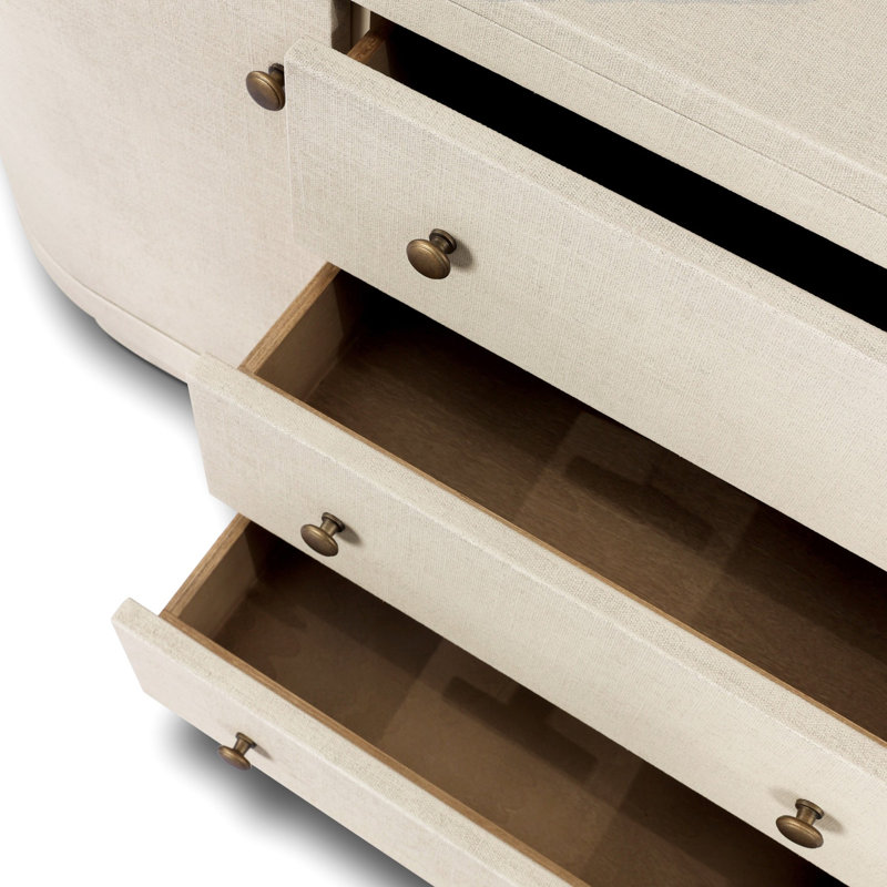 Amelia Media Console, Ivory Painted Linen