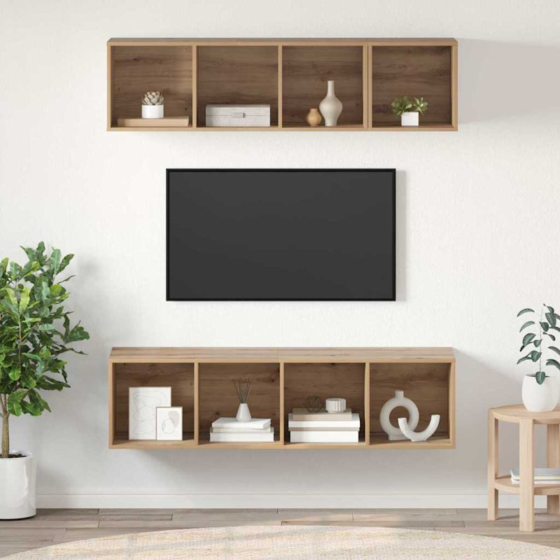 TV Cabinet Set 3 Pcs Engineered Wood, Artisan Oak