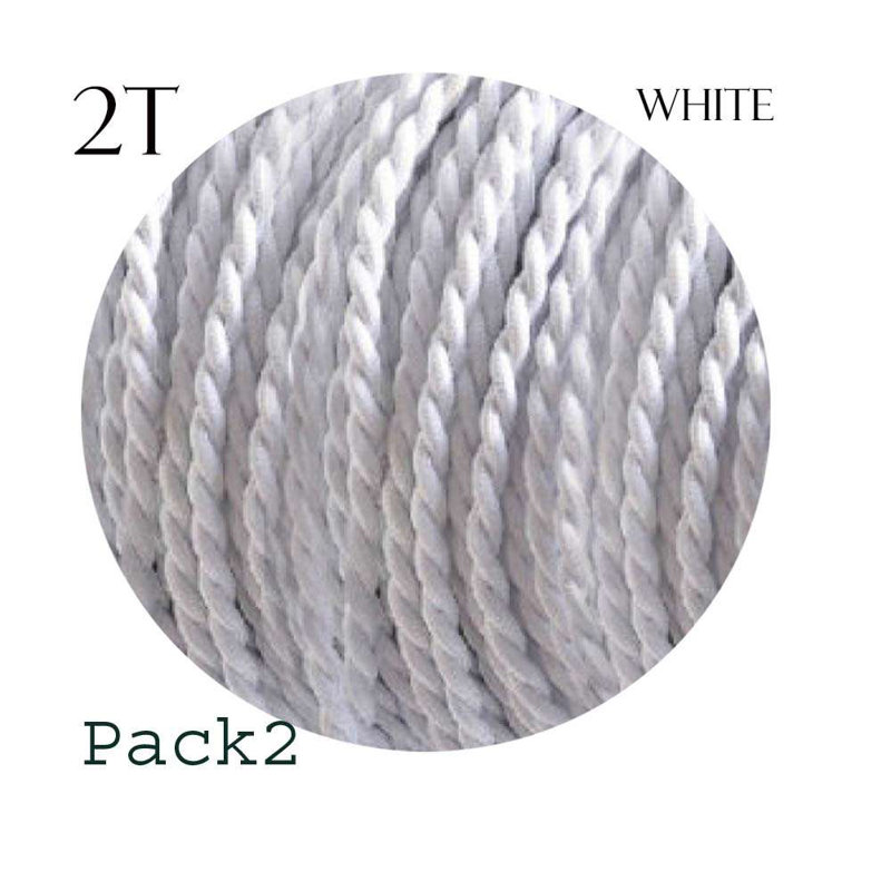 Harber 2Core Twisted Vintage Coloured 0.75Mm Braided Fabric Flexible Electrical UK Lighting Wire Cable, White