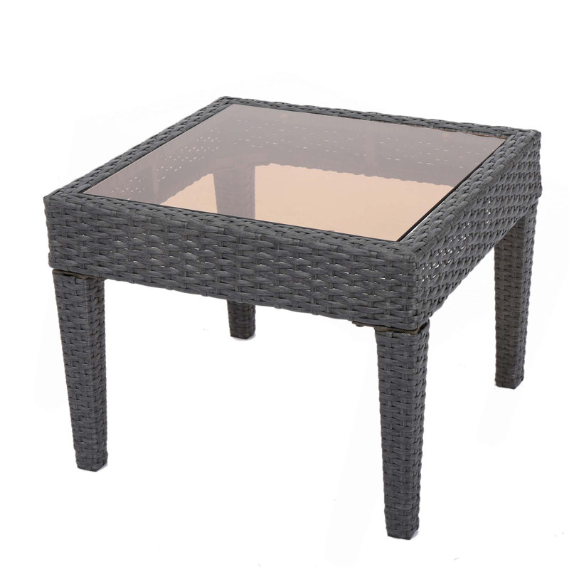 Outdoor Antibes Wicker Side Table,Accent Table, Gray