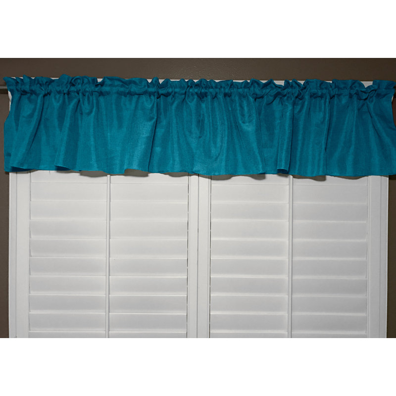 Teal Faux Burlap 58'' W Window Valance