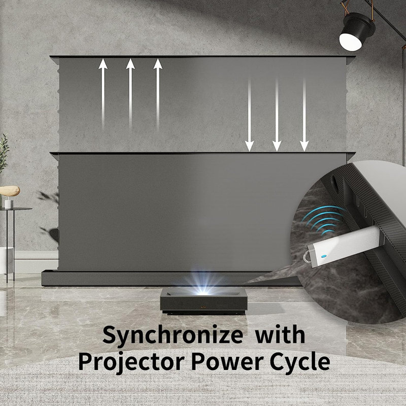 120“ Electric Floor Rising Projector Screen, ALR Ultra Short Throw Screen w/ Smart Voice Control