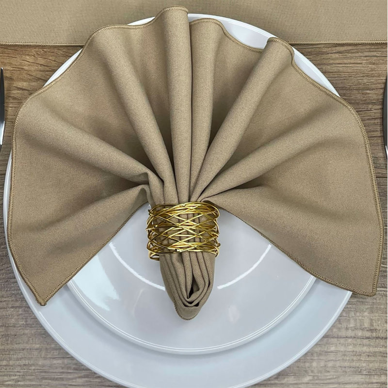 Atara Polyester Solid Colour Square Napkin, Camel