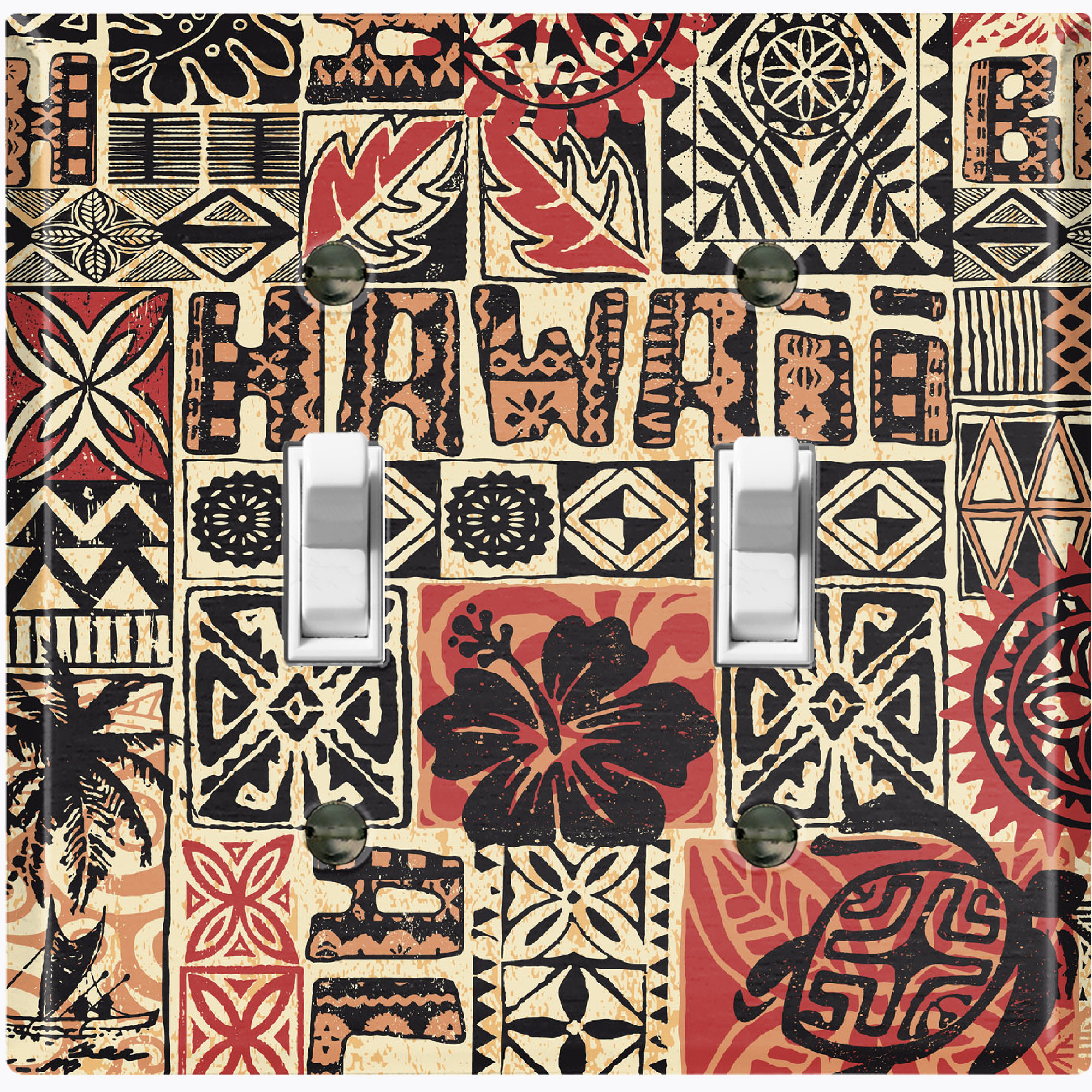 WorldAcc Hawaii Decoration Biege Nature Themed 2 - Gang Toggle Light