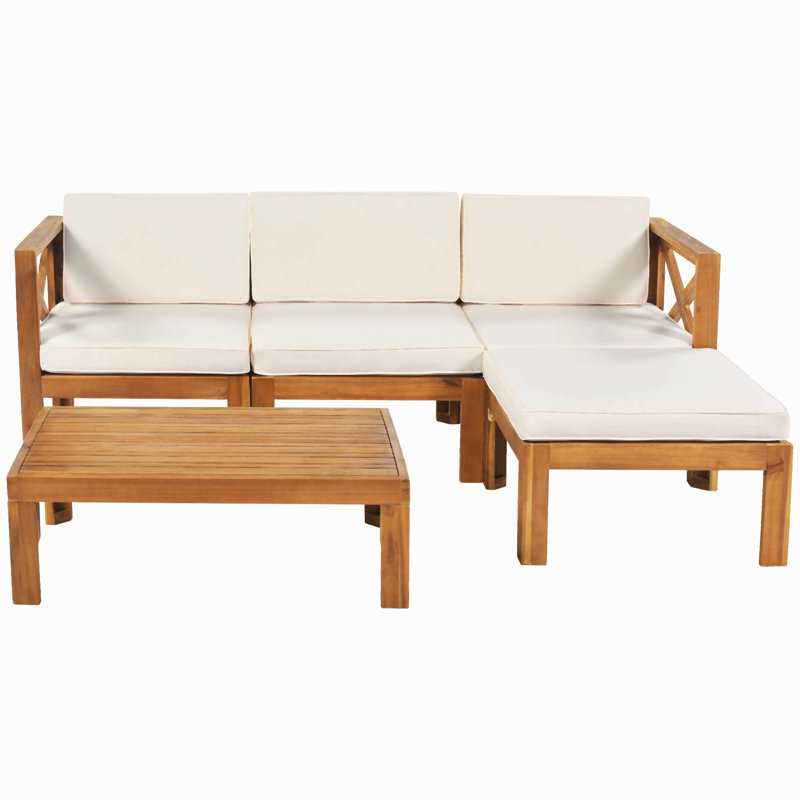 Ensemble de conversation modulaire avec canapé et coussins 5 pièces, Beige