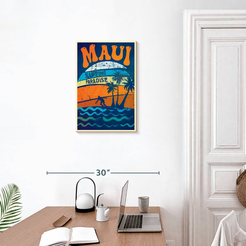 Maui Surfing Paradise sur toile, H 24 po x l 16 po x P 1,25 po