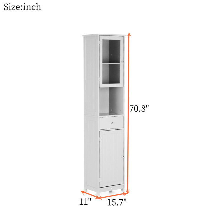 OakRidge Narrow Bathroom Storage Cabinet, White