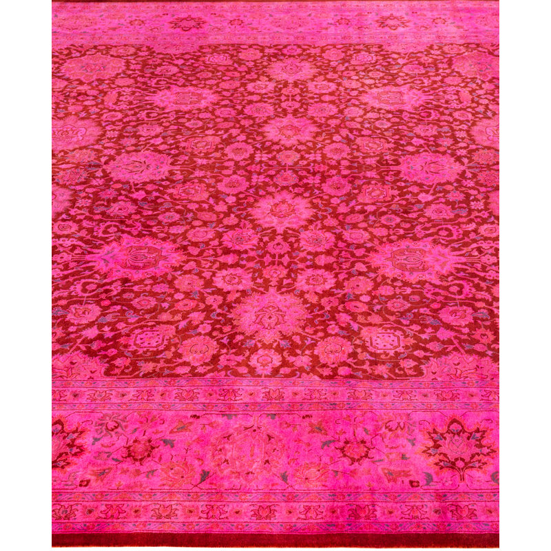 Overdyed Hand-Knotted Wool Modern-Contemporary Pink Area Rug 9' 1" x 12' 4"