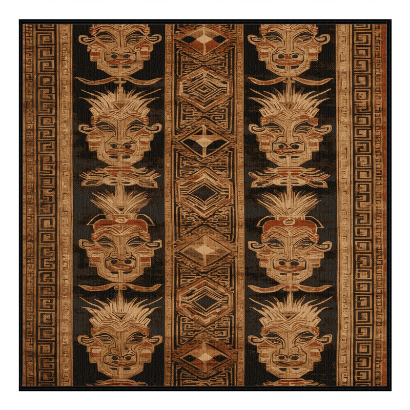 Tapis noir Art Deco lavable à la machine, Carré 6 pi
