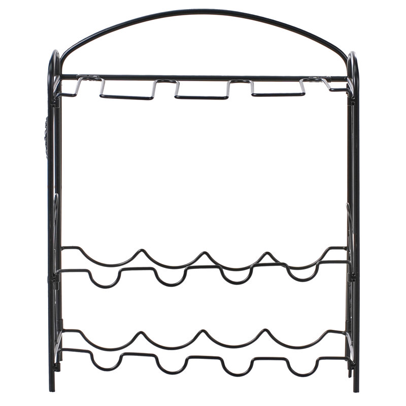 8 Bottle Open Shelving Wine Bottle Rack Black