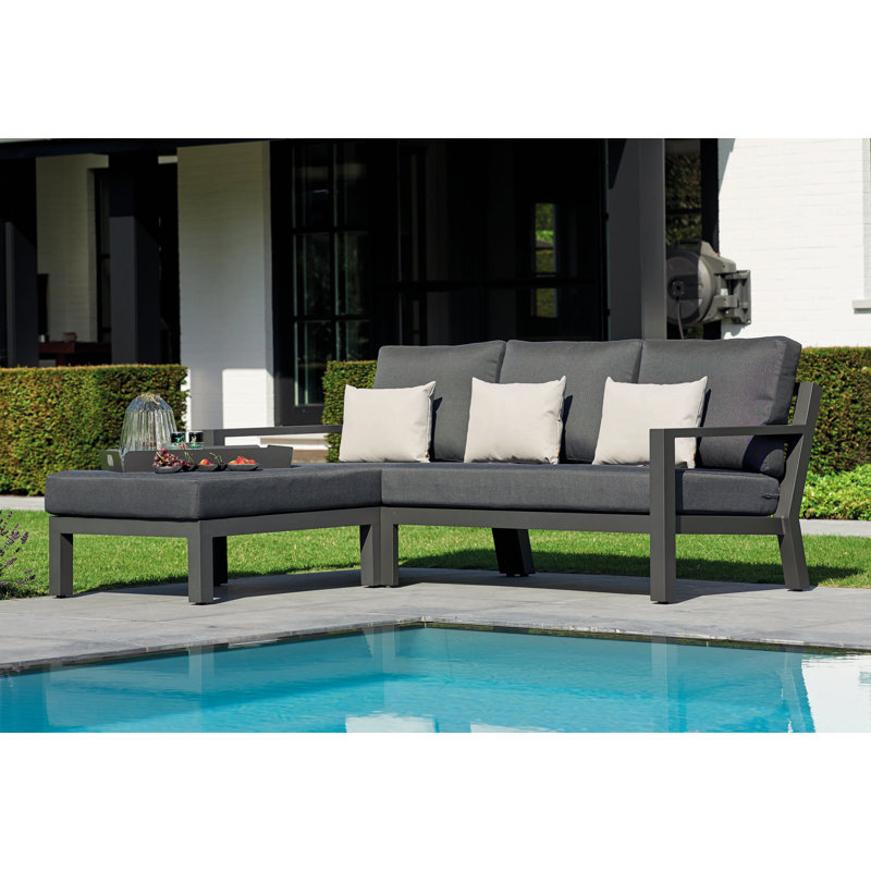 132cm Wide Metal Patio Sectional with Cushions
