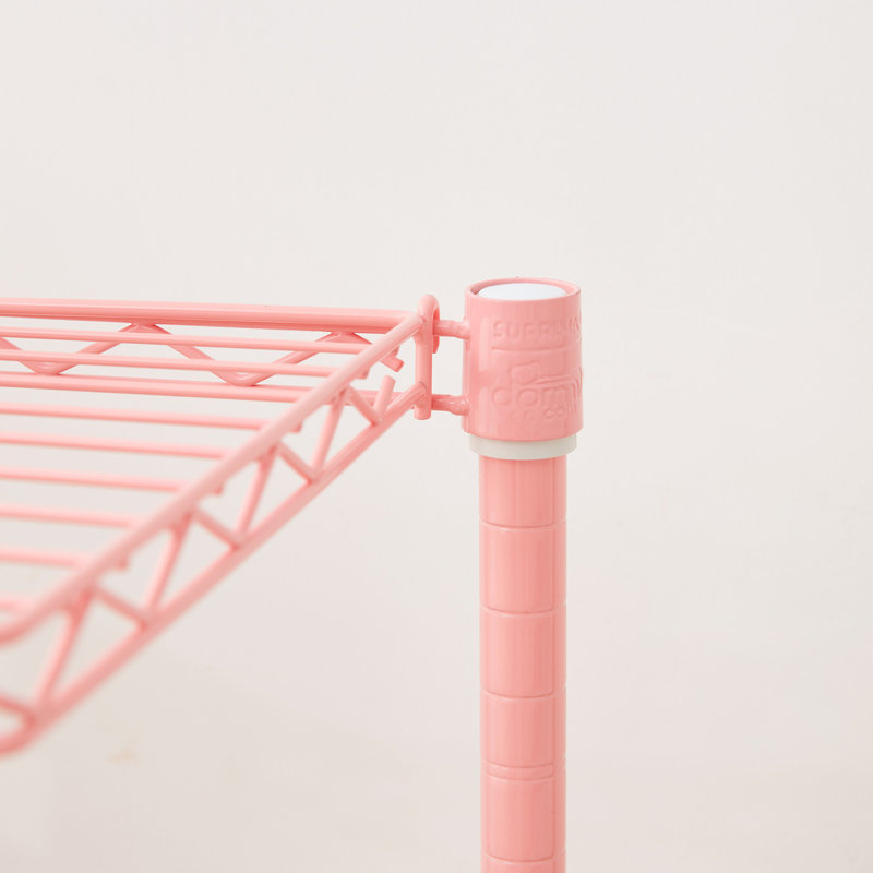 Suprima 24'' W Metal Height -Adjustable Shelving Unit with Wheels, Pink