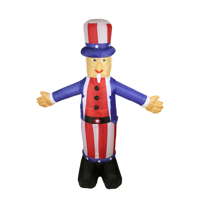 Inflatable White and Red Lighted Standing Uncle Sam Outdoor Decor 70-Inch